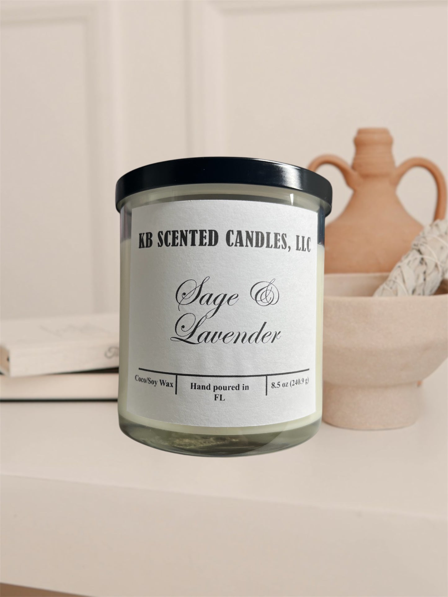 8.5oz Sage and Lavender candle